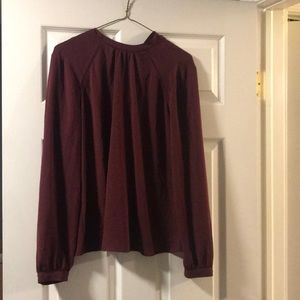 Express merlot top with button up back